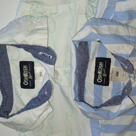 OshKosh B’Gosh Baby Boy Short Sleeve Button Down Bodysuit | Size:6M(strip) & 9M - Picture 6 of 7